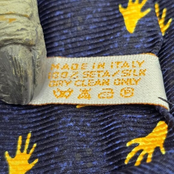 Bvlgari x David Pizzigoni Signed 7-Fold Blue Silk  Men's Necktie - Picture 5 of 6